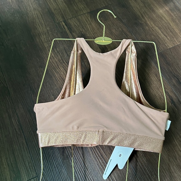 ROSE GOLD METALLIC TWIST SPORTS BRA - Picture 6 of 7